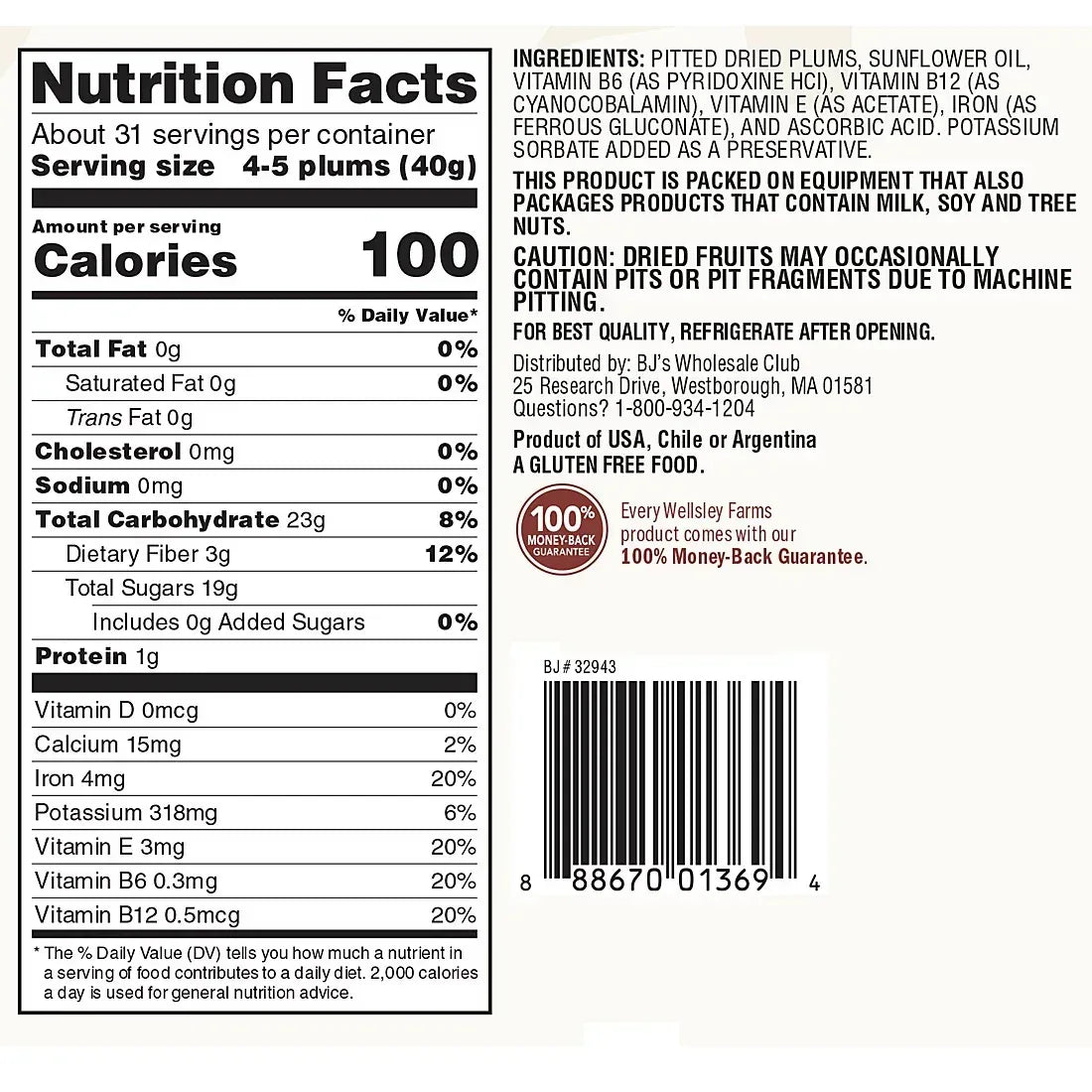 Wellsley Farms Gourmet Dried California Plums, 44 oz.