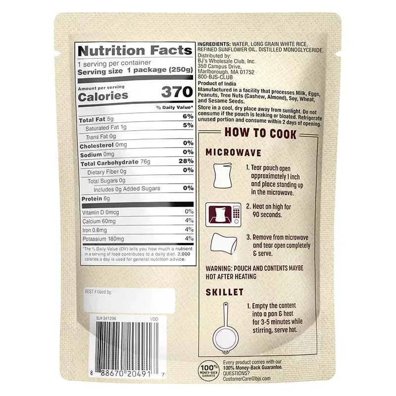 Wellsley Farms Organic Long Grain Brown Rice, Microwave Pouches, Ready In 90 Seconds, 6 pk./8.8 oz.