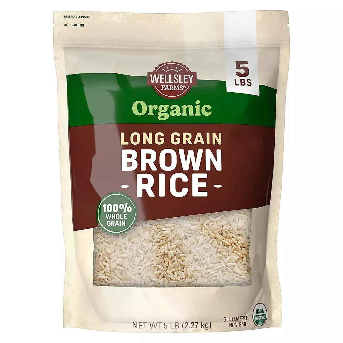 Wellsley Farms Organic Long Grain Brown Rice, 5 lbs.