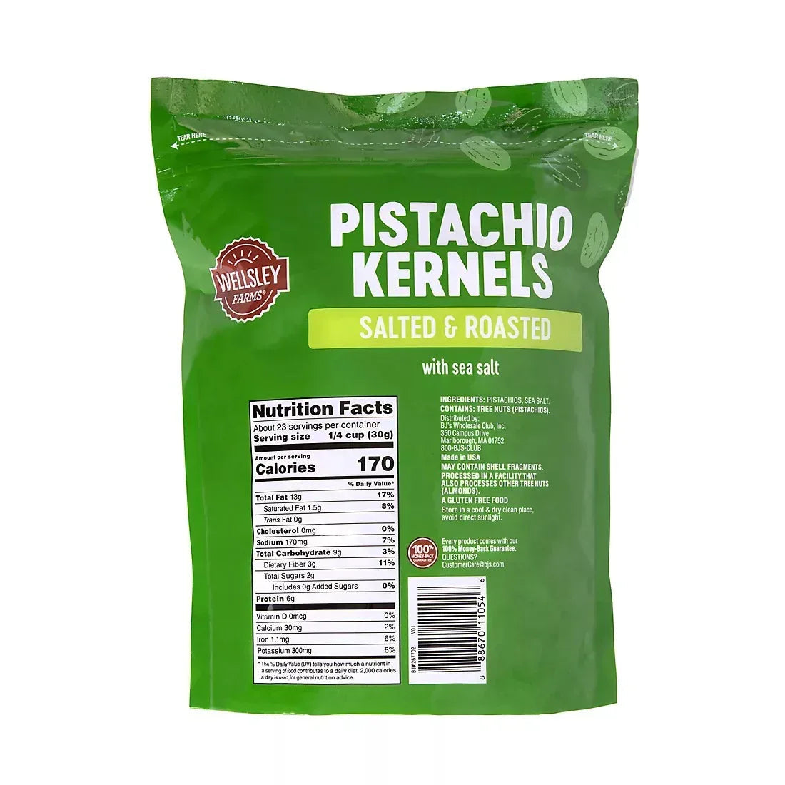 Wellsley Farms Roasted and Salted Pistachio Kernels, 24 oz.