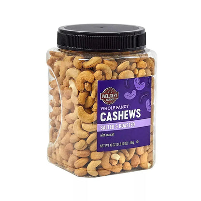 Wellsley Farms Whole Fancy Roasted Salted Cashews, 42 oz.
