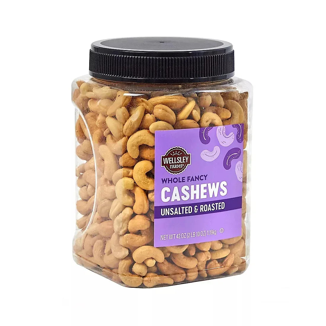 Wellsley Farms Whole Fancy Roasted Unsalted Cashews, 42 oz.