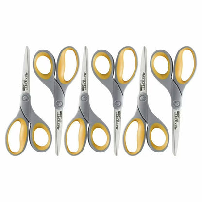 Westcott 8-Inch Titanium Bonded Adjustable Glide Scissors, Grey & Yellow for Office Use