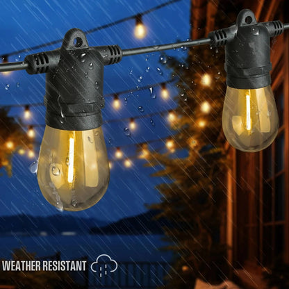 Westinghouse 36' Solar Powered LED Vintage White String Light Set, 15 Bulbs with Remote Control