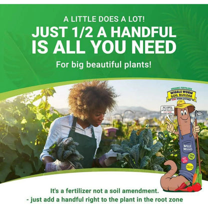 Wiggle Worm Pure Organic Worm Castings - All-Natural Fertilizer for Indoor & Outdoor Plants, Odor-Free, Ideal for Vegetables, Flowers, and Gardens (12 lbs)