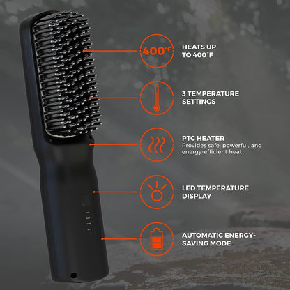Wild Willie's Beard Straightener, 2-in-1 Beard Ionic Styling Brush