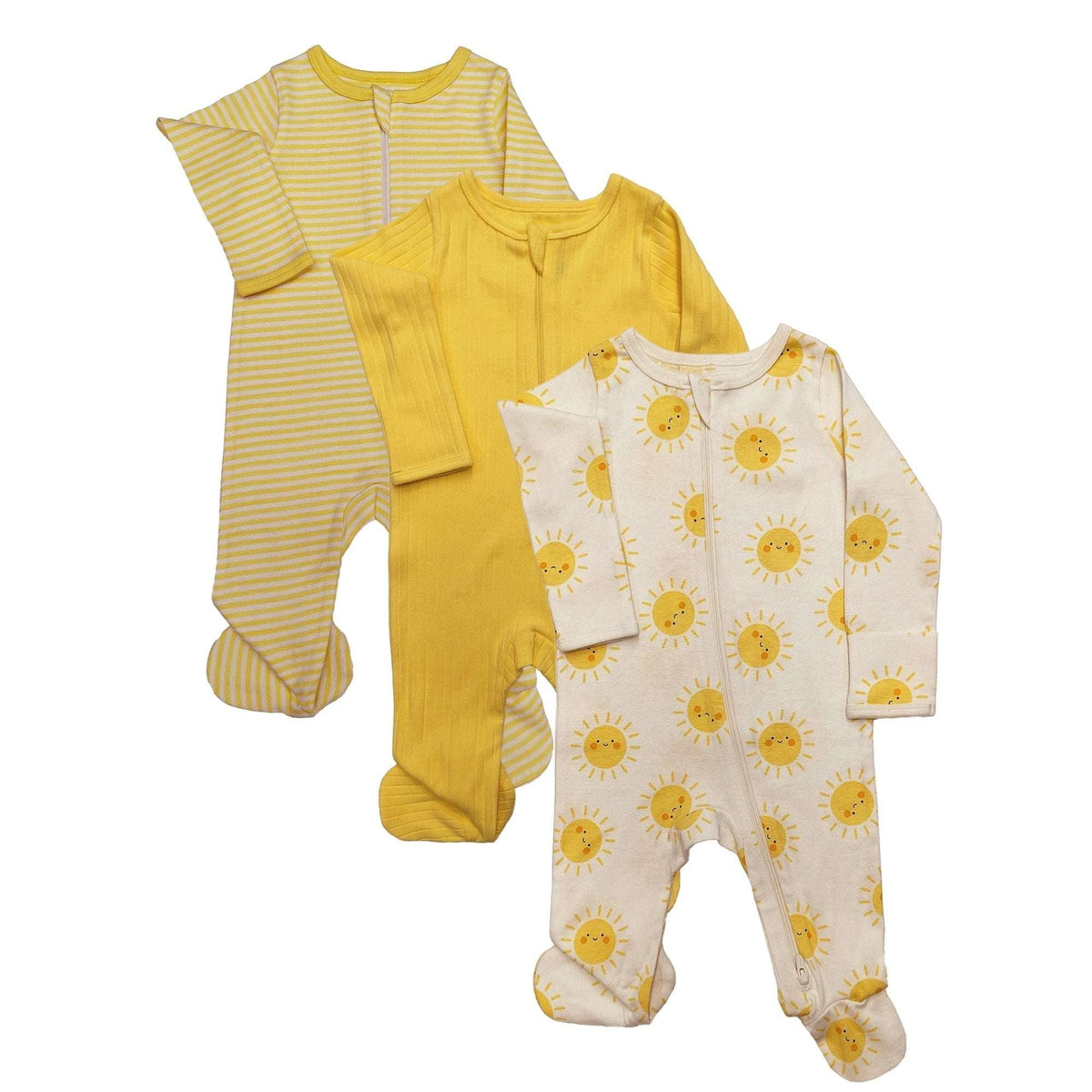 Wonder Nation Organic Cotton Baby Unisex Zip Front Footed Sleep N Play Pajamas, 3-Pack, Sizes Preemie-6/9 Months