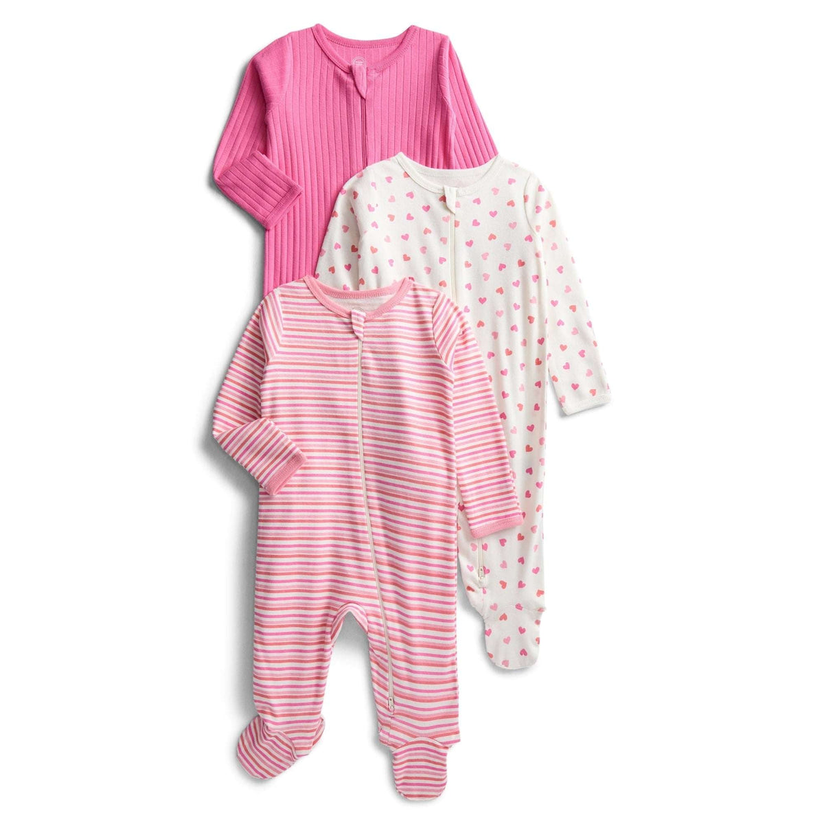 Wonder Nation Organic Cotton Baby Unisex Zip Front Footed Sleep N Play Pajamas, 3-Pack, Sizes Preemie-6/9 Months