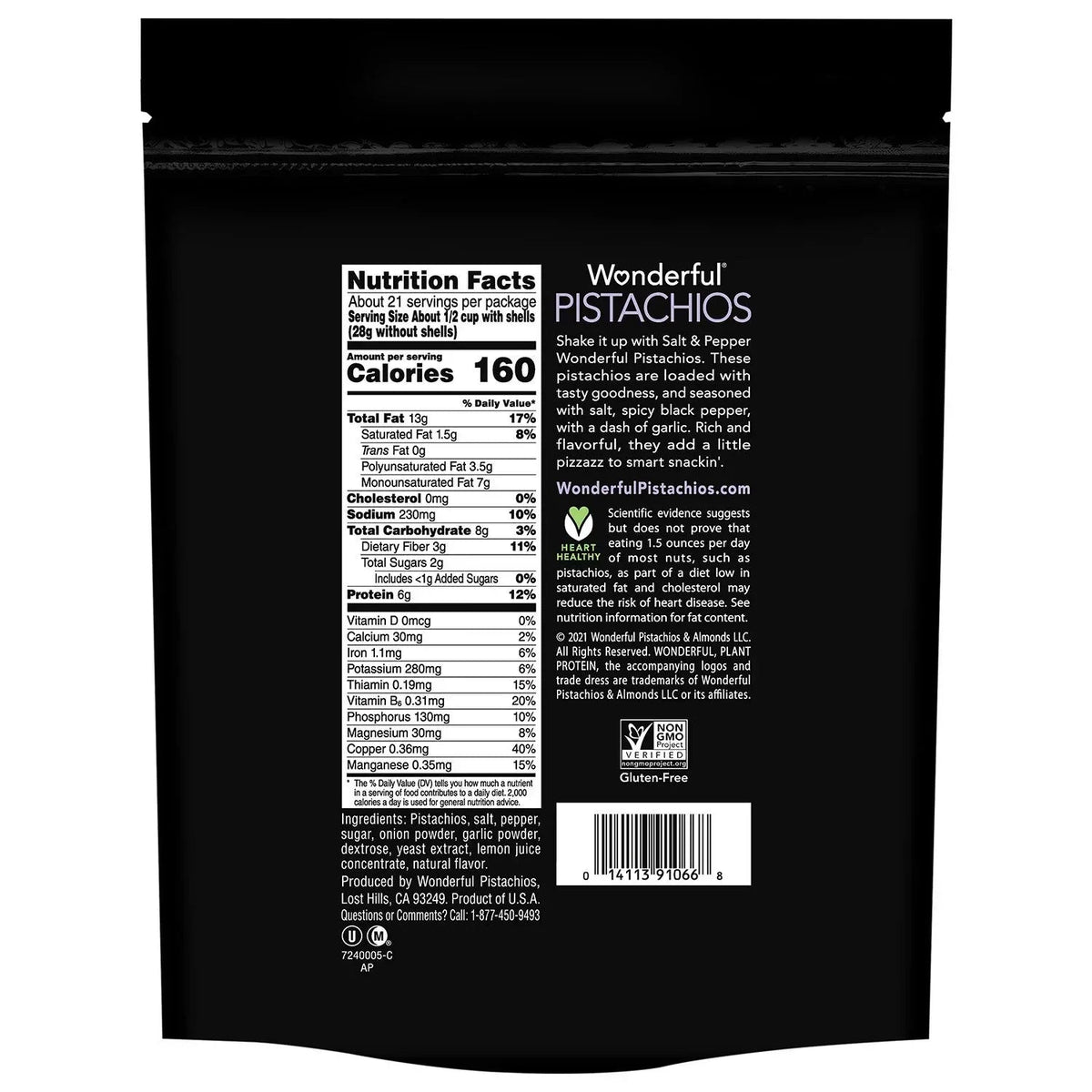 Wonderful Salt & Pepper Pistachios, 40 oz.