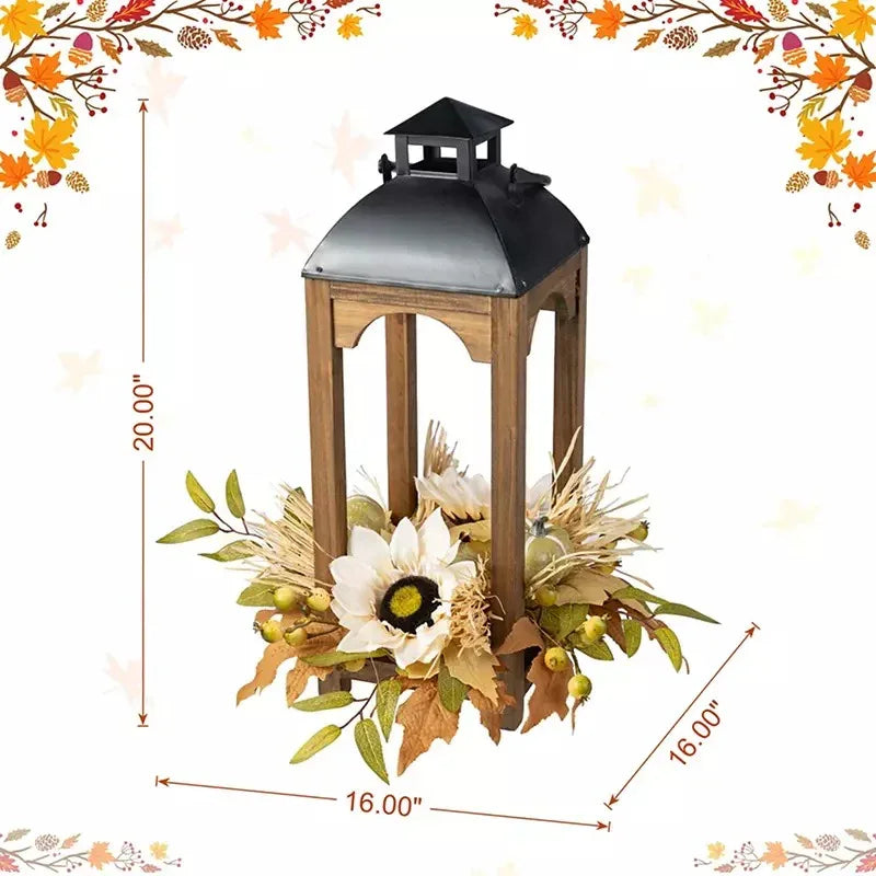 Glitzhome 20" Wood Lantern Decor for Fall Harvest