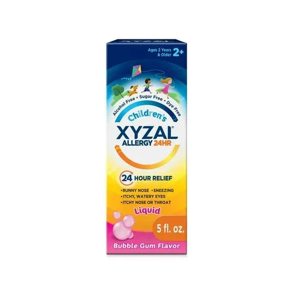 Xyzal Children’s 24-Hour Allergy Relief Liquid Antihistamine, Bubble Gum Flavor, 5 fl oz