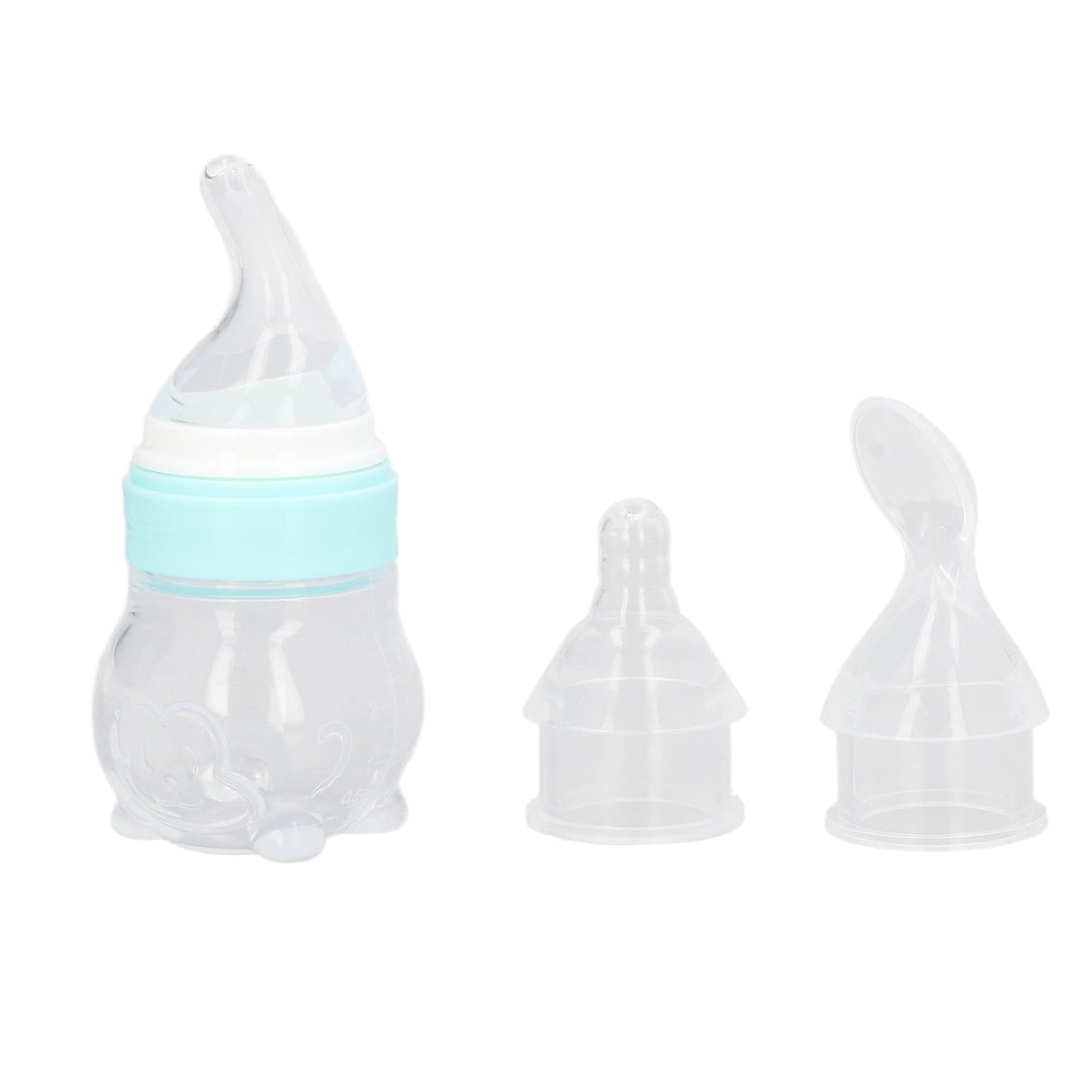 YAHHU Multifunction Baby Bottle Food Feeder, Detachable Infant Silicone Cereal Squeeze Feeder with Spoon, 8.27 inches / 21 cm