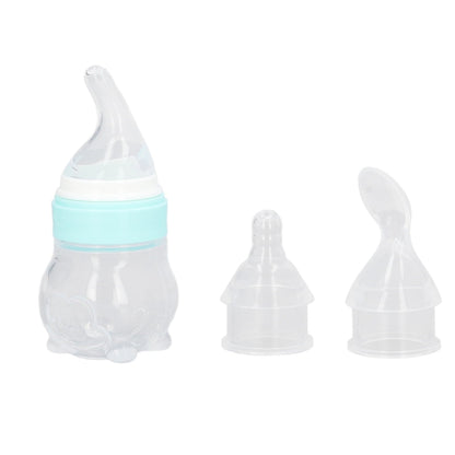 YAHHU Multifunction Baby Bottle Food Feeder, Detachable Infant Silicone Cereal Squeeze Feeder with Spoon, 8.27 inches / 21 cm