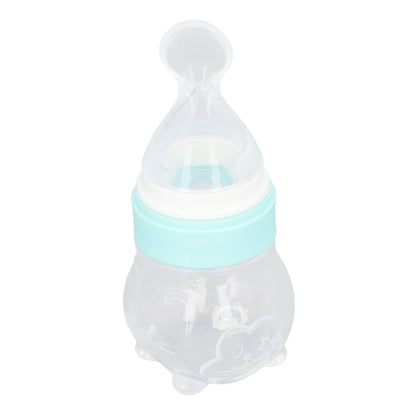 YAHHU Multifunction Baby Bottle Food Feeder, Detachable Infant Silicone Cereal Squeeze Feeder with Spoon, 8.27 inches / 21 cm