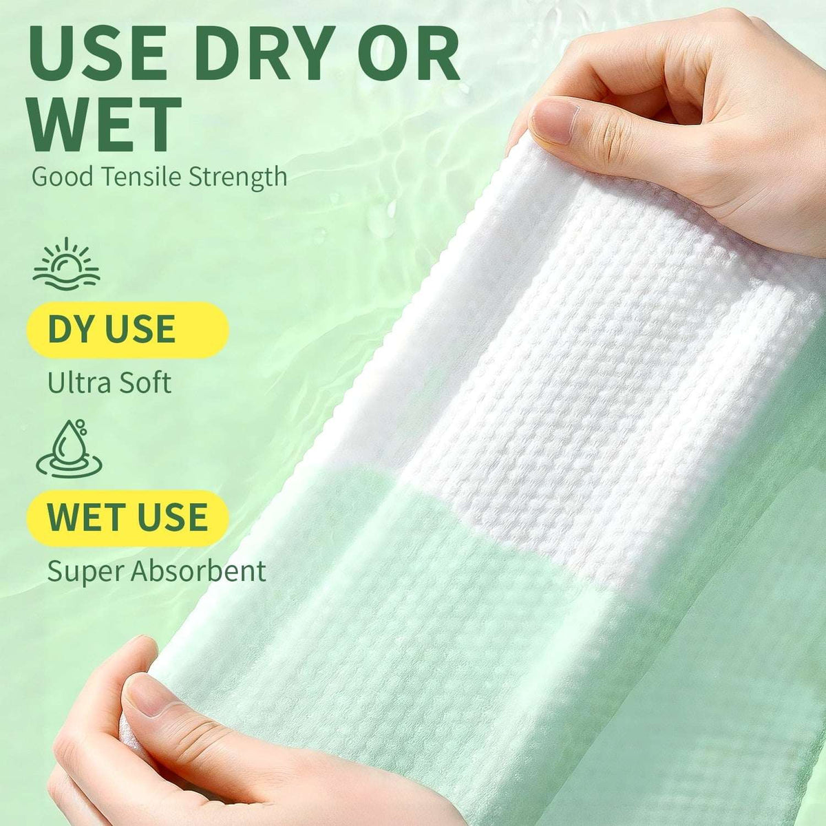 Yoneston Disposable Face Towels, 10" x 12" Biodegradable Large Face Skin Clean Washcloth for Sensitive Skin, Makeup Remover, Facial Cleansing, Nursing, Travel, 50 Count