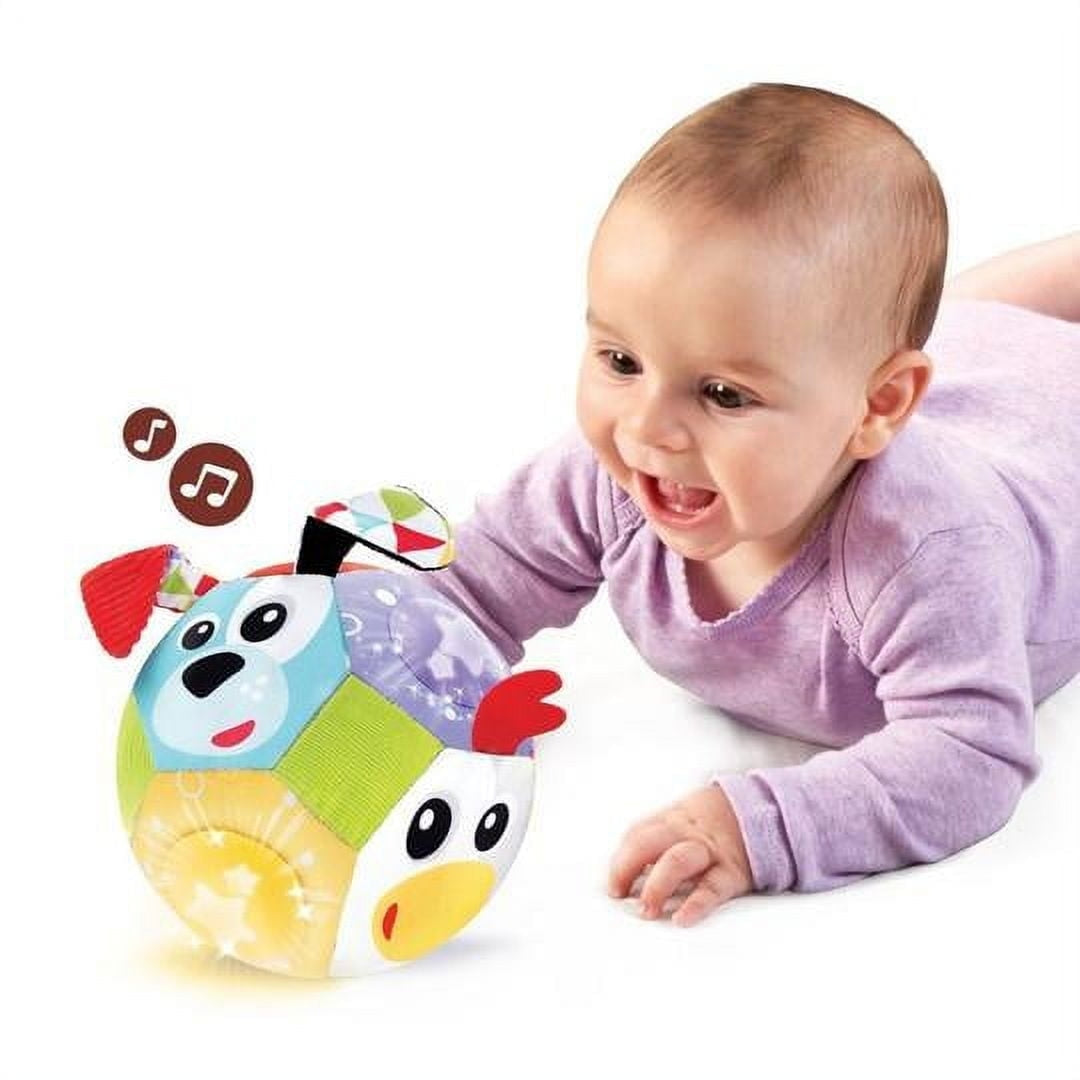 Yookidoo Baby Toys - Light Up Glow Plush Ball with Sounds - Lights N Music - Motion Activated Sensory Musical Stuffed Baby Toy Ball - Ages 3 Months +