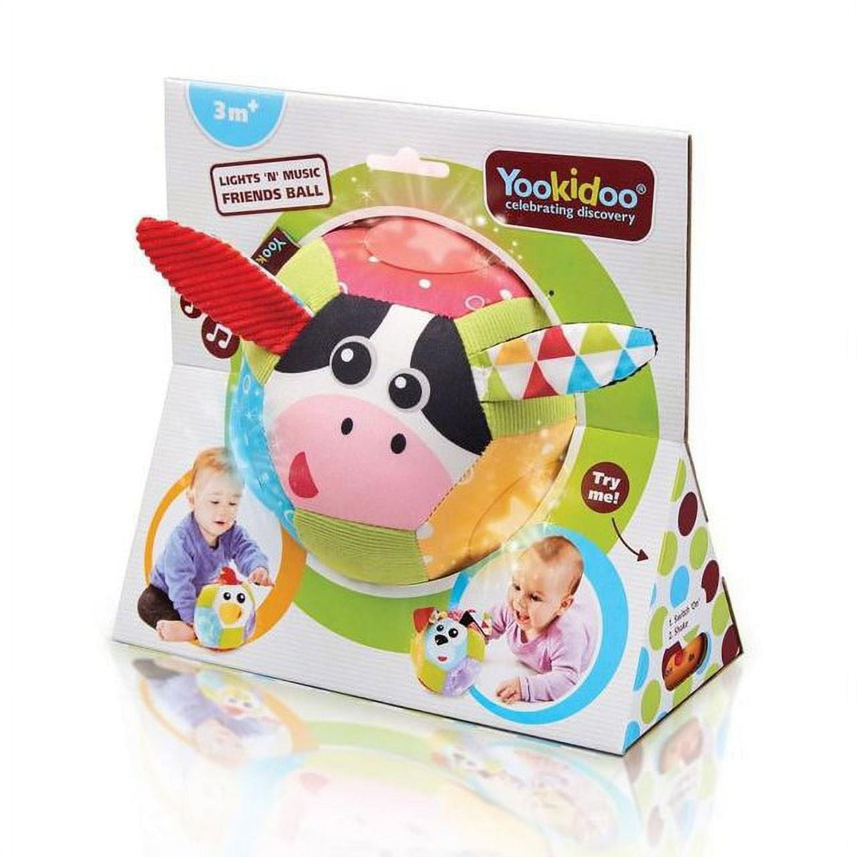 Yookidoo Baby Toys - Light Up Glow Plush Ball with Sounds - Lights N Music - Motion Activated Sensory Musical Stuffed Baby Toy Ball - Ages 3 Months +