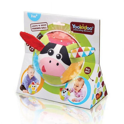 Yookidoo Baby Toys - Light Up Glow Plush Ball with Sounds - Lights N Music - Motion Activated Sensory Musical Stuffed Baby Toy Ball - Ages 3 Months +