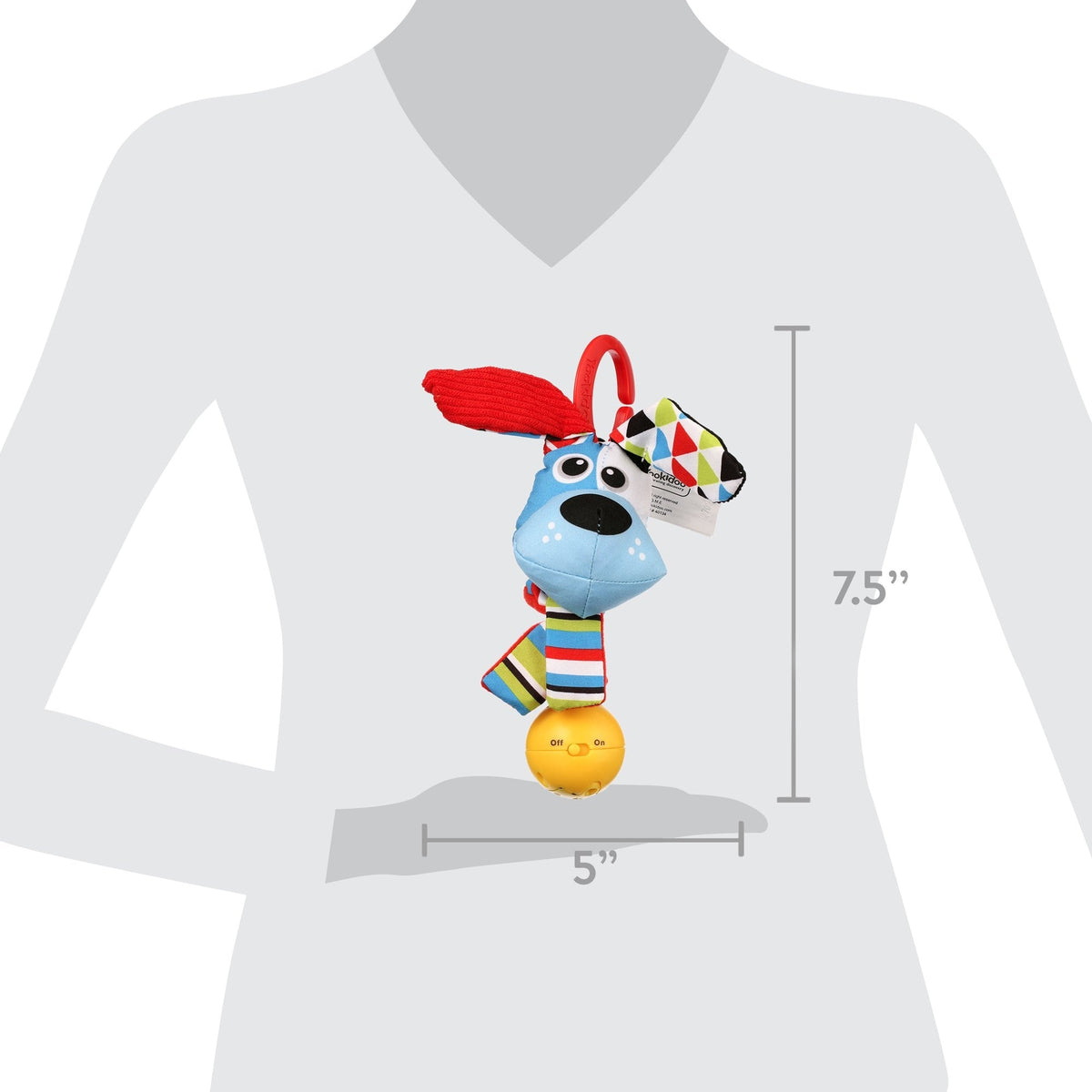 Yookidoo 'Shake me' Rattle - Multi-Textured and Attach Toys to Baby Gyms, Carriers, Strollers (Dog)