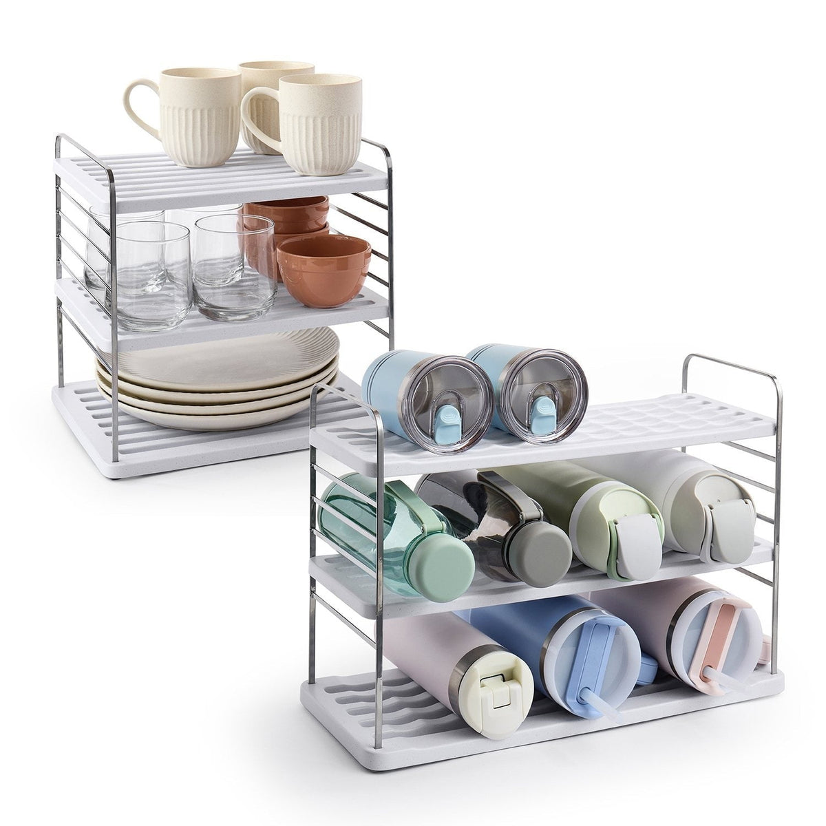 YouCopia Water Bottle, Box, Mug & Plate Organizer, 2-Piece Set