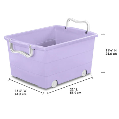 Your Zone Kids Rolling Toy Storage Bin with Handles, 22 in x 16 in x 11 in