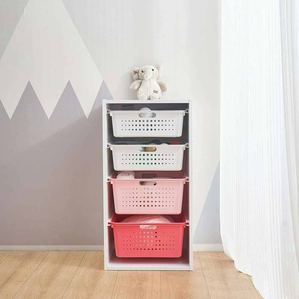 Your Zone Kids Sliding Bin Organizer with 4 Storage Bins