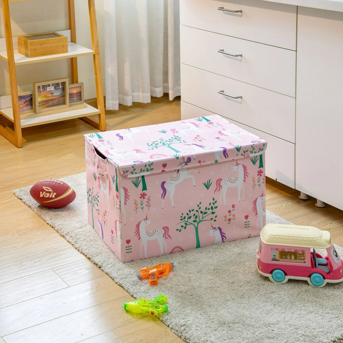 Your Zone Kids Pattern Collapsible Toy Storage Trunk, 24 in x 14.8 in x 15 in