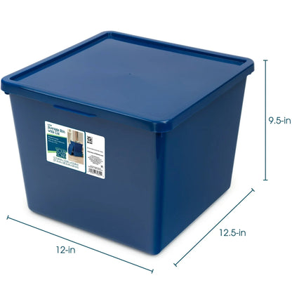 Your Zone Kids Large Plastic Stacking Storage Bin with Lid, 12 in x 12.4 in x 9.4 in