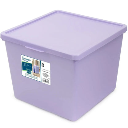 Your Zone Kids Large Plastic Stacking Storage Bin with Lid, 12 in x 12.4 in x 9.4 in