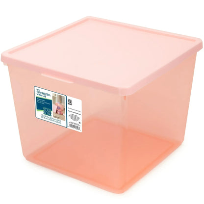 Your Zone Kids Large Plastic Stacking Storage Bin with Lid, 12 in x 12.4 in x 9.4 in