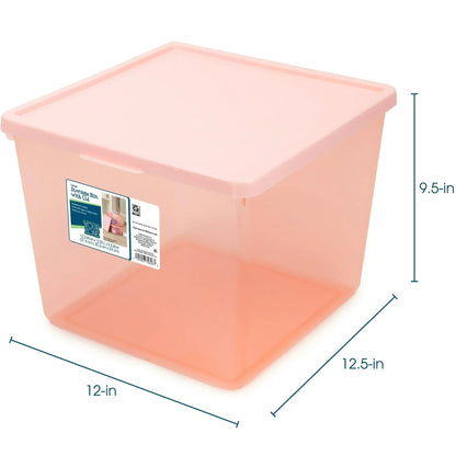 Your Zone Kids Large Plastic Stacking Storage Bin with Lid, 12 in x 12.4 in x 9.4 in