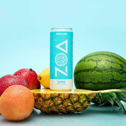 ZOA Zero Sugar Energy Drinks with Electrolytes, Vitamin C, Amino Acids, B-Vitamins, Made with Green Tea Caffeine, Sugar-Free Variety Pack- Four Flavors, 12 Fl Oz Cans (12-Pack)