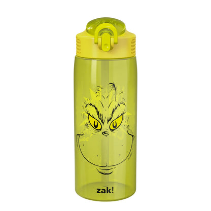 Zak Designs Durable Plastic 25oz Grinch Kids Water Bottle with Straw and Handle