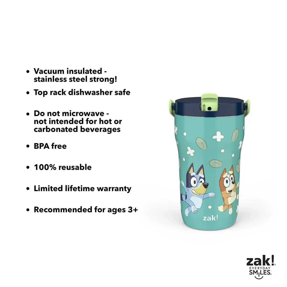 Zak Designs 14-oz. Stainless Steel Double Wall Sutton Grip Tumbler for Kids, 2-Piece Set, Assorted Characters