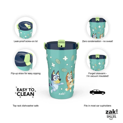 Zak Designs 14-oz. Stainless Steel Double Wall Sutton Grip Tumbler for Kids, 2-Piece Set, Assorted Characters