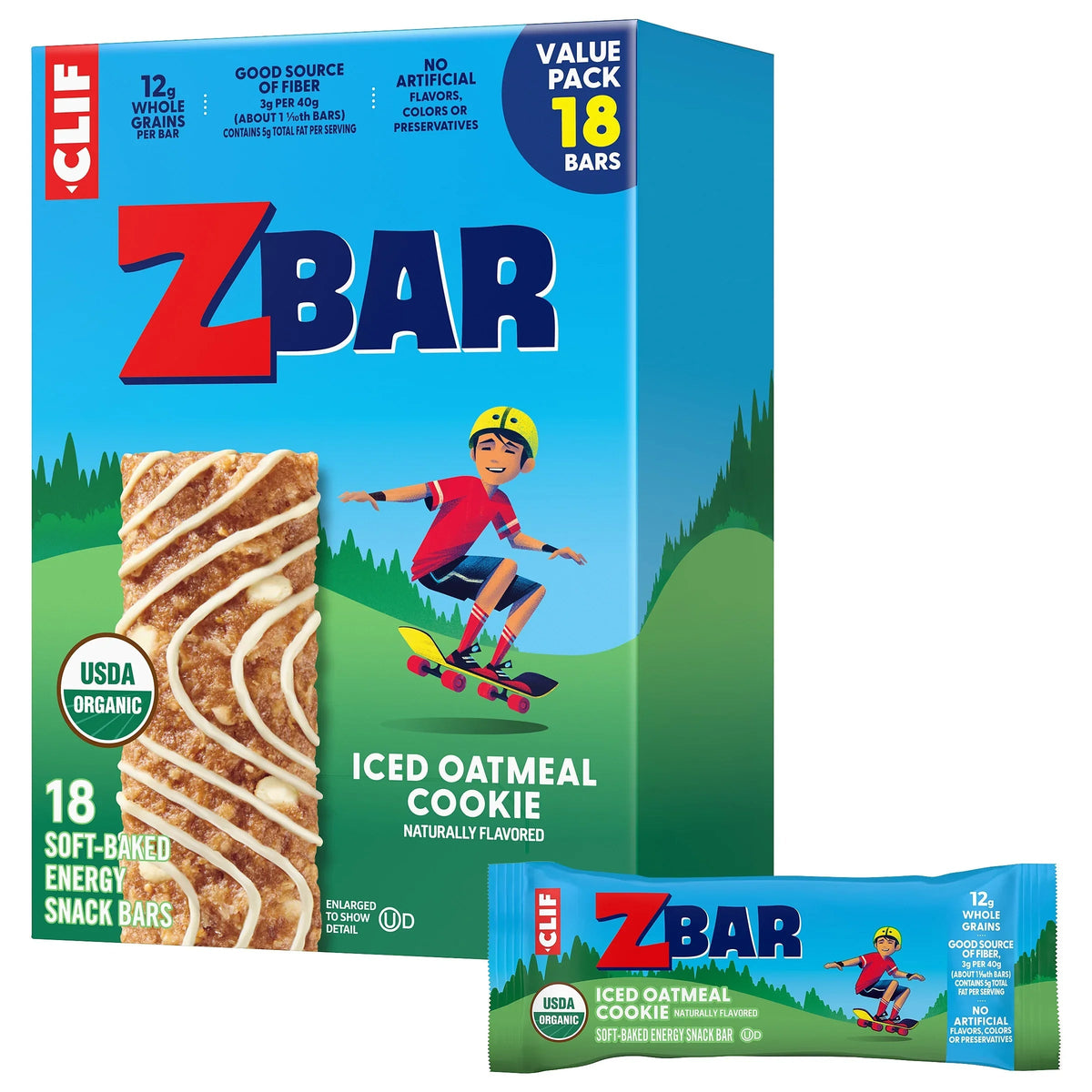 Zbar Chocolate Chip Flavor Soft Baked Snack Bars, Organic Granola Bars, 18ct