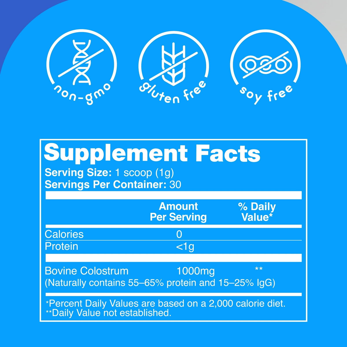 Zena Nutrition Colostrum Premium Powder, Gluten Free, Unflavored, 1000mg, 30 Servings