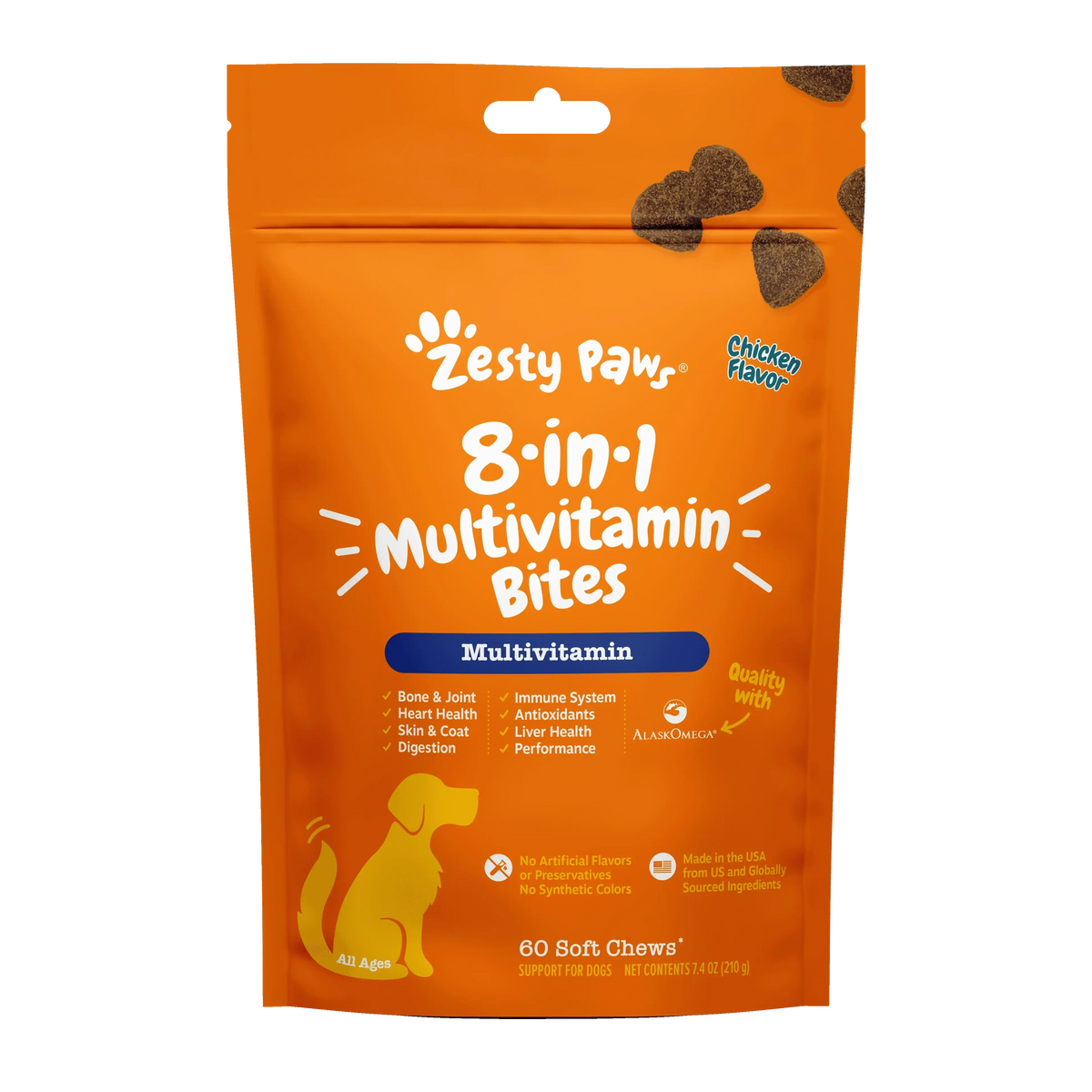 Zesty Paws 8-in-1 Multivitamin Bites for Dogs, for Overall Wellbeing Chicken Flavor, 90ct