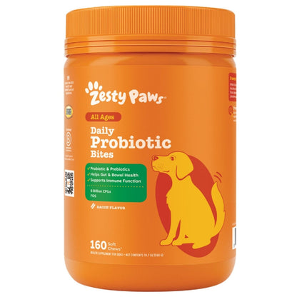 Zesty Paws Probiotic Bites for Dogs, Bacon Flavor, 160-count