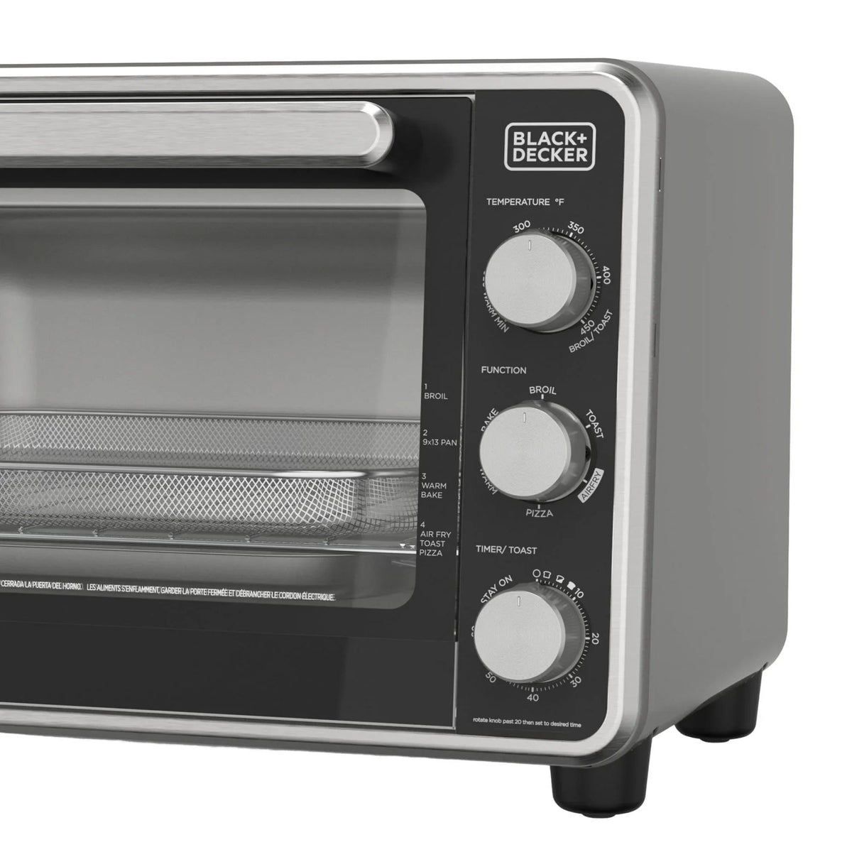 Black + Decker Crisp 'N Bake PRO 6-Slice Air Fryer Toaster Oven with Basket, Pan, Rack & Tray, Stainless Steel