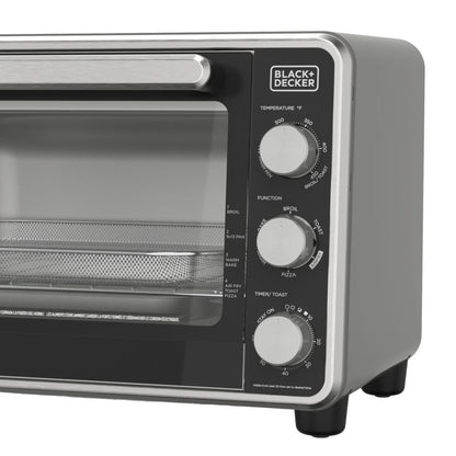 Black + Decker Crisp 'N Bake PRO 6-Slice Air Fryer Toaster Oven with Basket, Pan, Rack & Tray, Stainless Steel