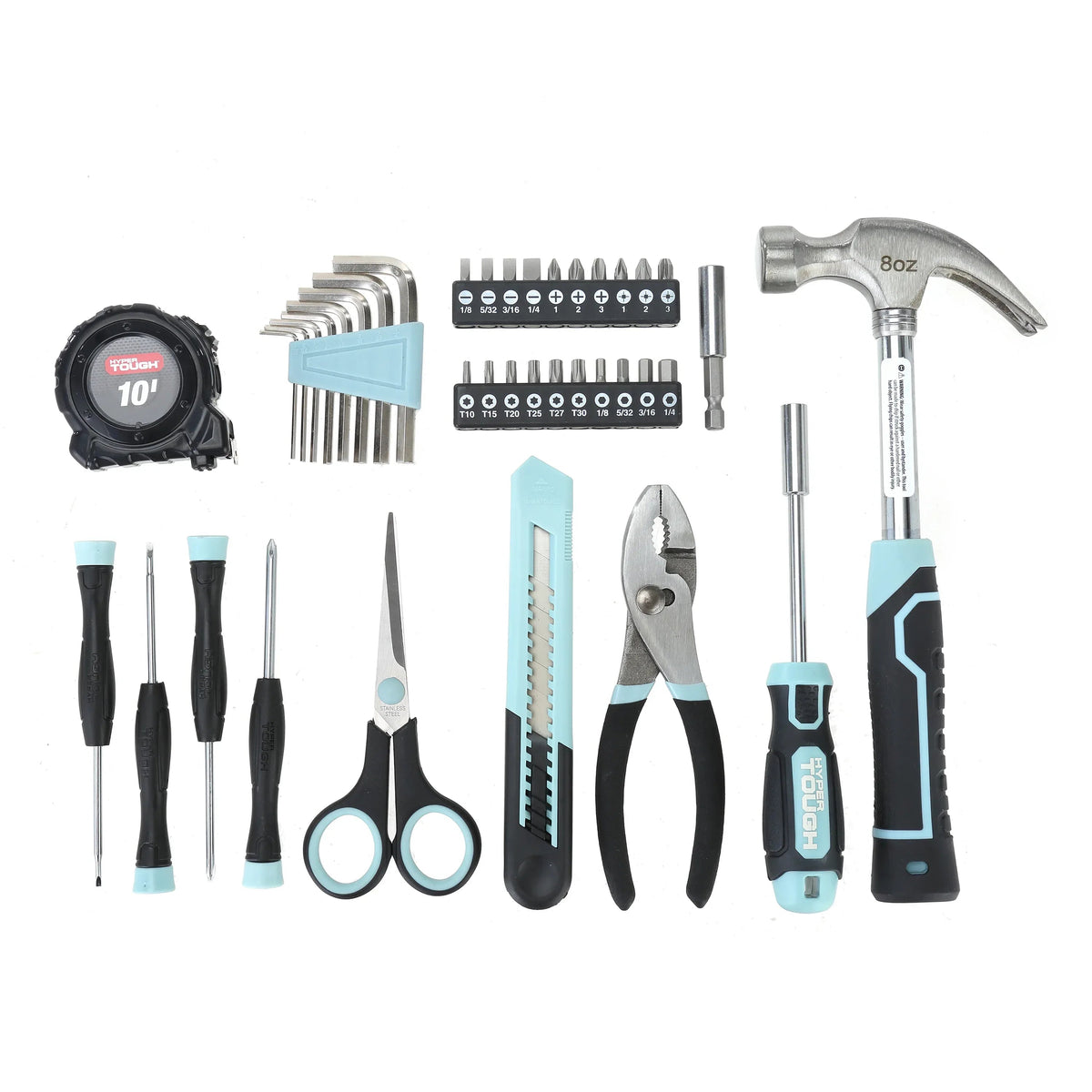 Hyper Tough 40-Piece Seafoam Household Tool Kit for Basic Repairs and DIY Projects