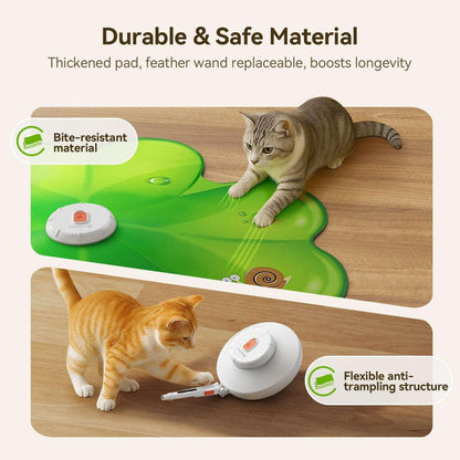 FeelNeedy 2 in 1 Interactive Cat Toys for Indoor Cats, Automatic Rechargeable Hide and Seek Cat Toy with Moving Concealed Feathers and Red Dot for Cats and Kittens Self Playing