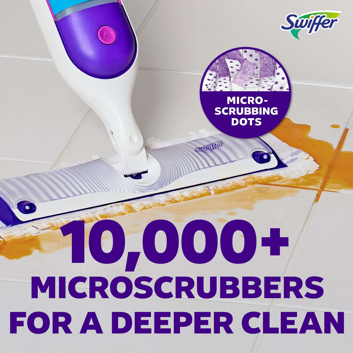 Swiffer Power Mop Kit with Refill, Unscented, 1 Handle + 1 solution & 2 Pads