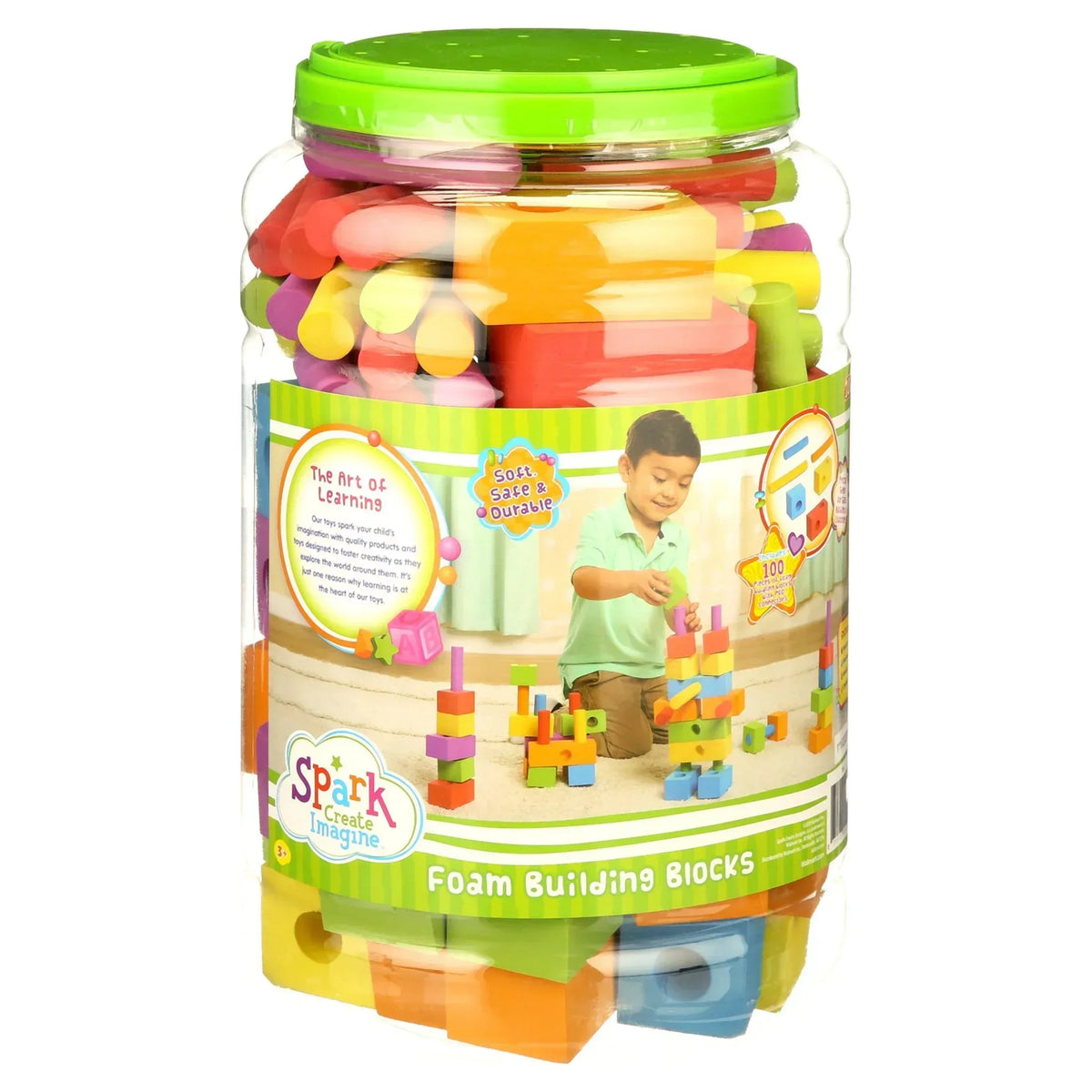 Spark Create Imagine Foam Peg Building Blocks, 100 Pieces, Baby and Toddler Toys