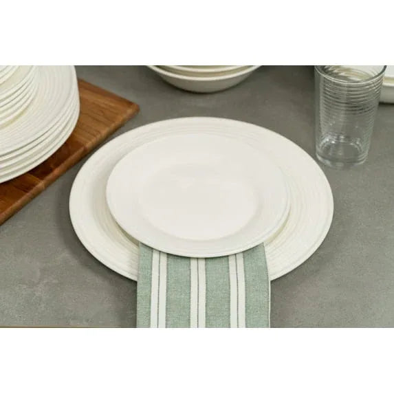 10 Strawberry Street Nova White Round 62-Piece Stoneware Dinnerware Set, Service for 6