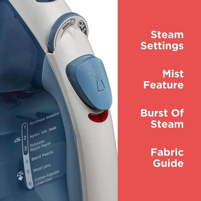 BLACK+DECKER Easy Steam Compact Iron, IR40V, Nonstick Plate, SmartSteam, Anti-Drip, Auto Shutoff