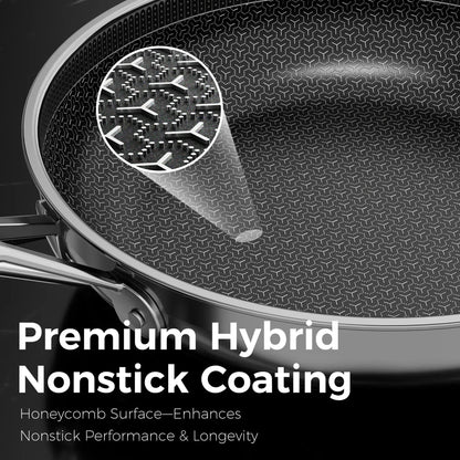 naturepan 3-Ply Hybrid Diamond-Titanium Ceramic Nonstick Frying Pan Set, 3-Piece (8,9.5” & 11”), Stainless Steel Pan, Dishwasher Safe & Oven Safe