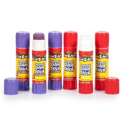 Cra-Z-Art Washable Glue Sticks, Disappearing Purple, 6 Count, Total Weight 1.29oz