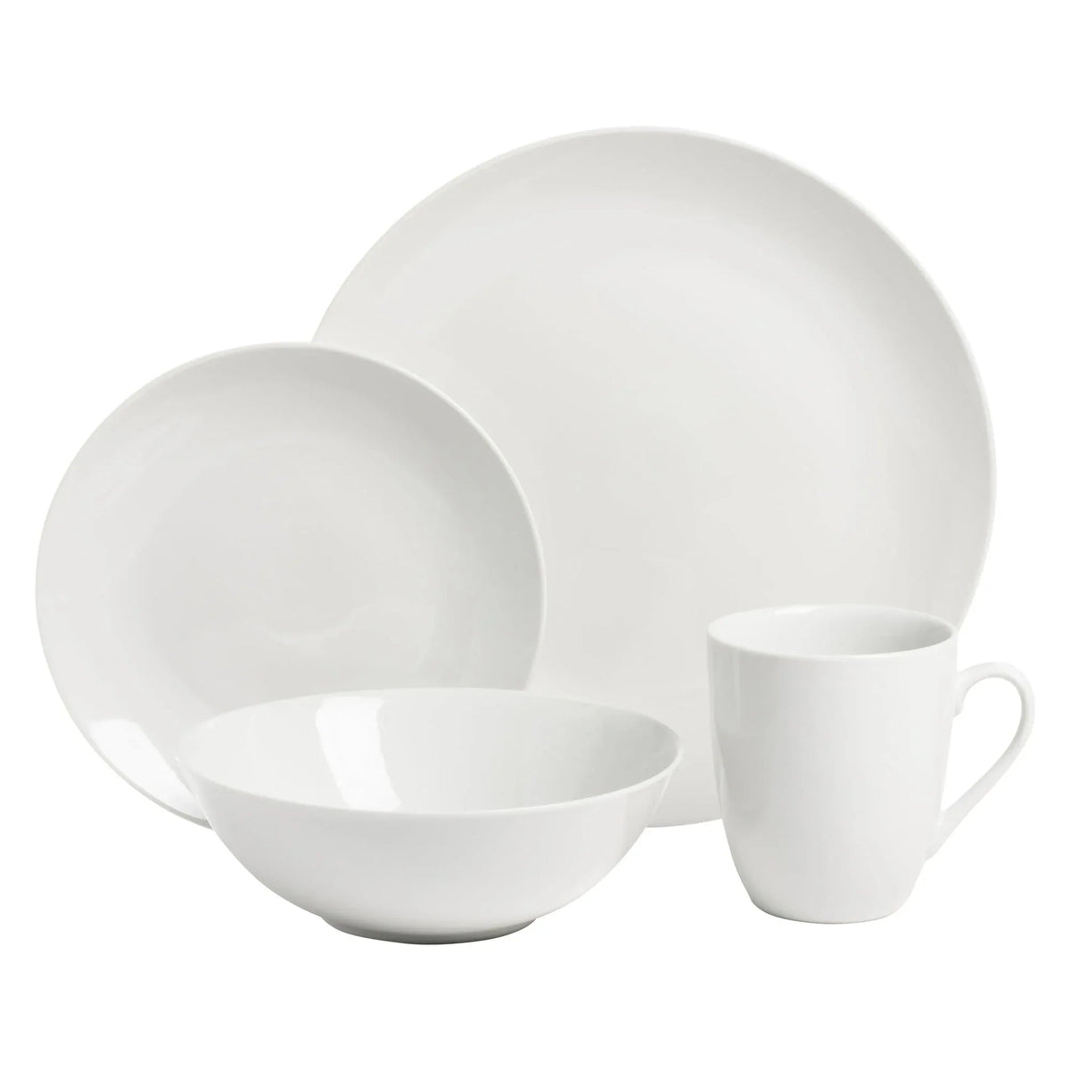 Ten Strawberry Street Simply White Coupe 16-Piece Ceramic Dinnerware Set